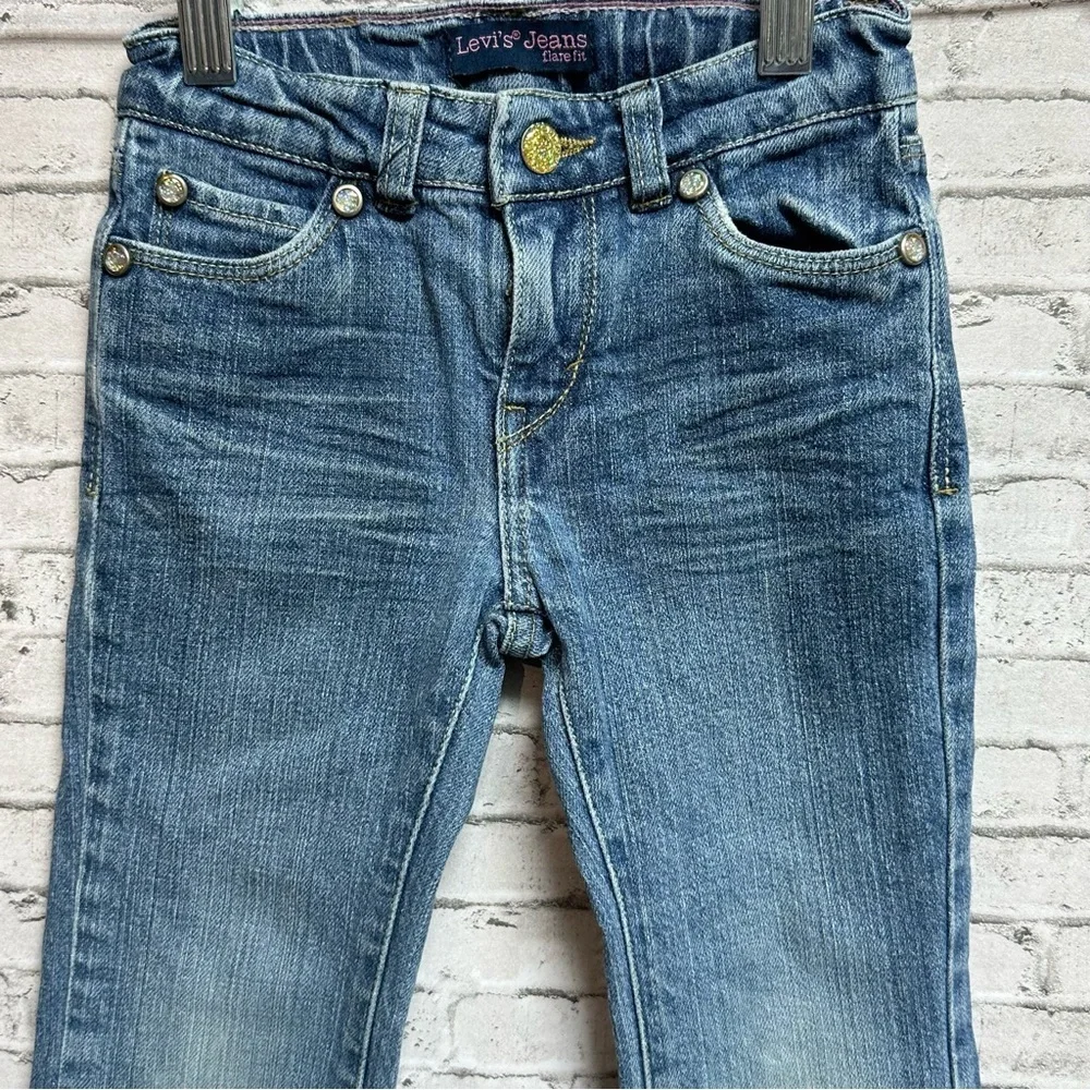 Levi's Jeans Flare Fit Kids 4 Regular Jeans Sparkle Buttons Flap Pockets